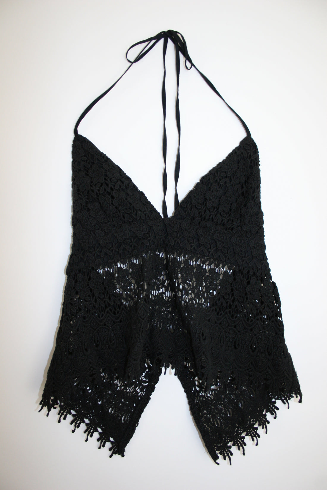 V-Neck Lace Halter Top (S)