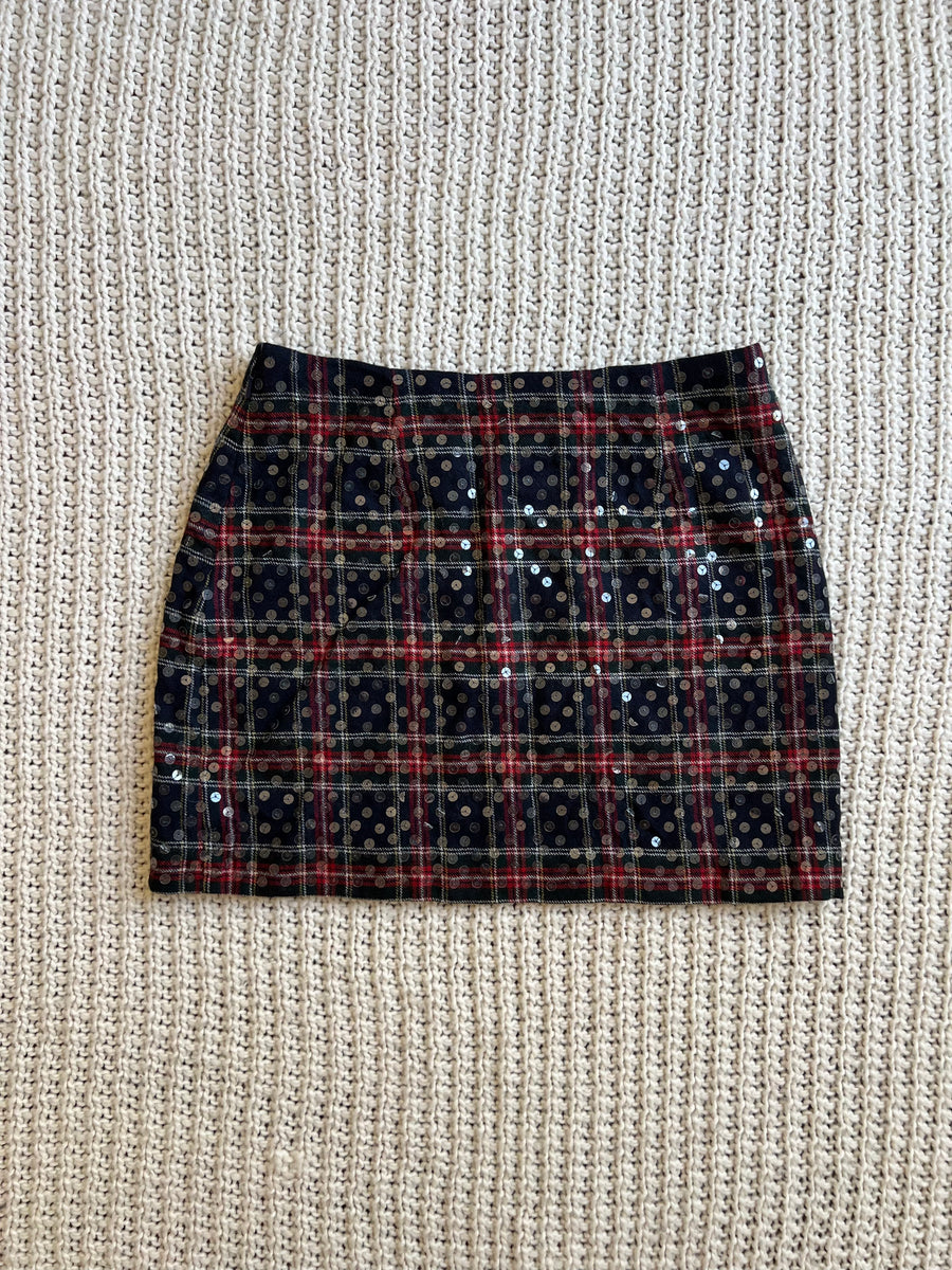 Plaid Sequin Skirt (2)