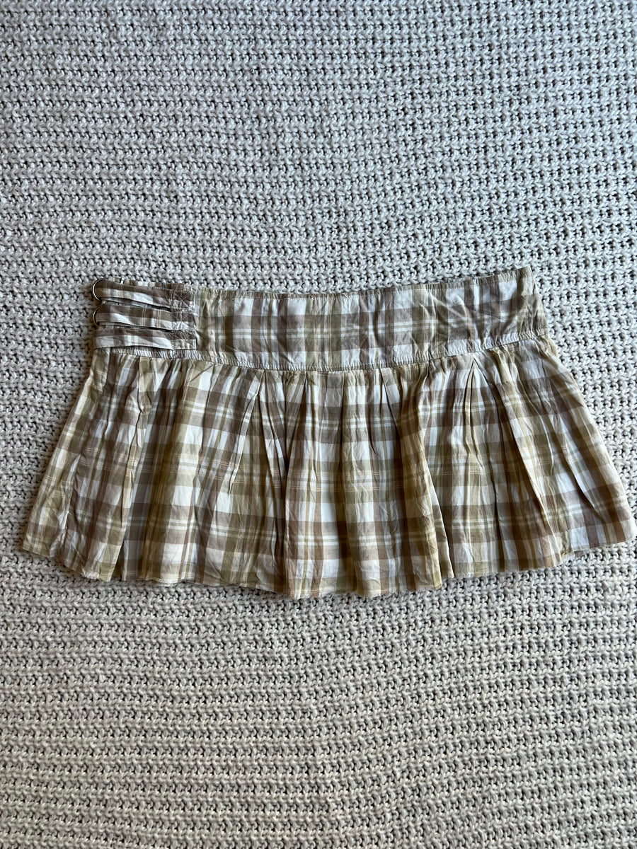 Plaid Buckle Mini Skirt (L)