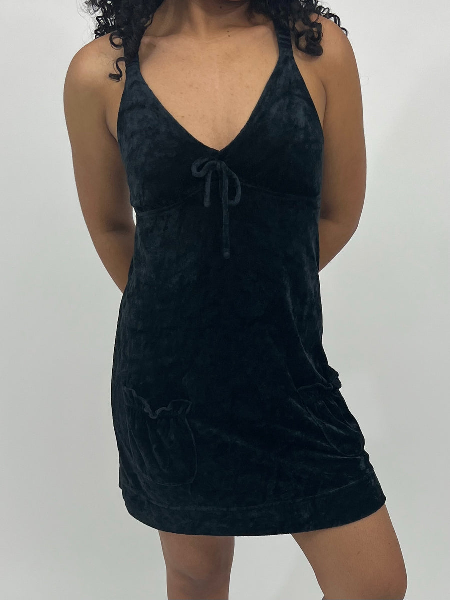 Velvet Mini Dress with Pockets (S-M)