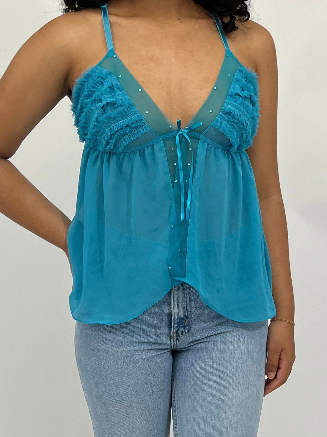 Ruffle Bedazzled Cami Tank (S-L)