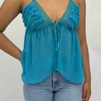 Ruffle Bedazzled Cami Tank (S-L)