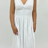 White Crochet Top Maxi Dress (S-M)