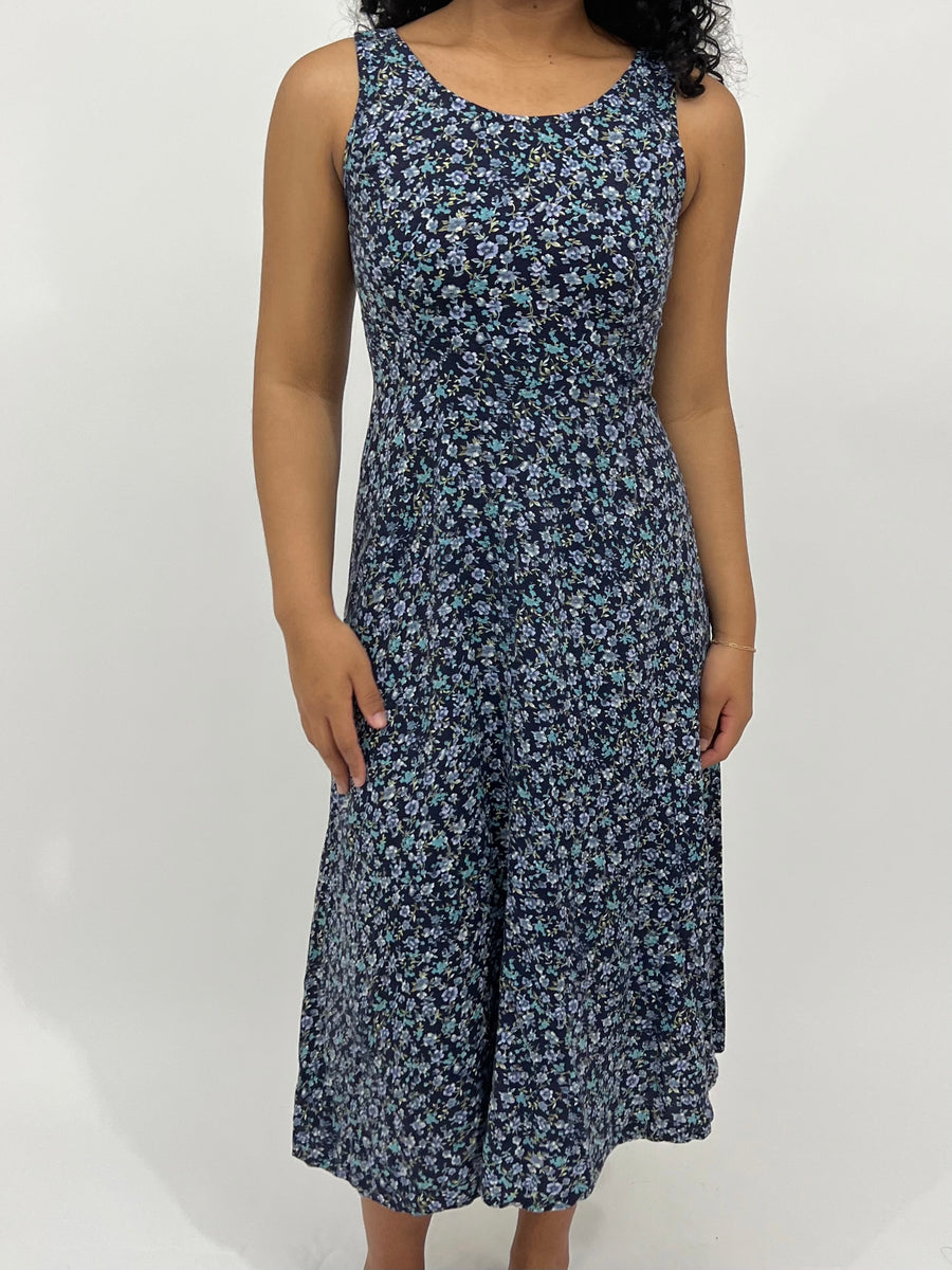 Floral Maxi Dress with Back Ties (M)