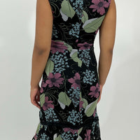Floral Short Sleeve Midi Dress (S)